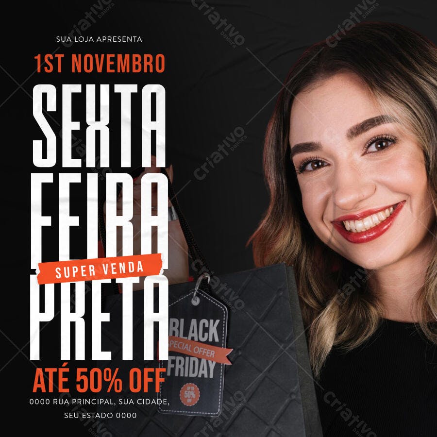 Post Instagram Black Friday Super Venda PSD Editável