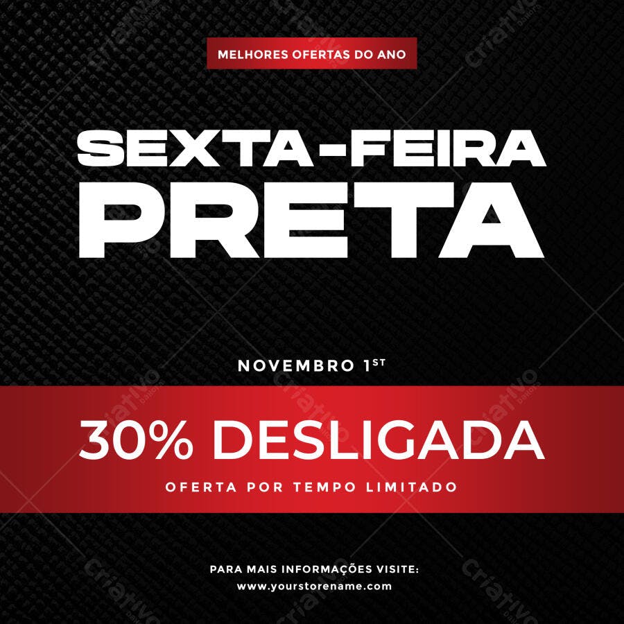 Post Instagram Black Friday Oferta 30% PSD Editável