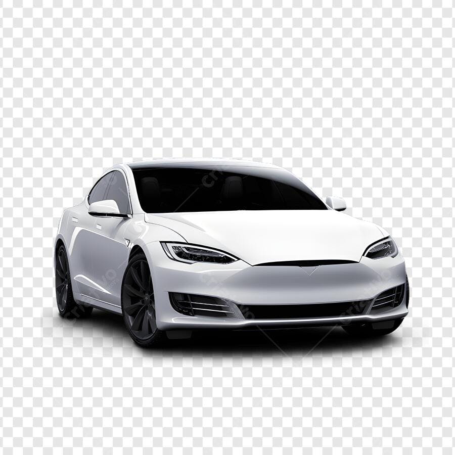 Foto Recortada Carro Tesla Branco PNG Fundo Transparente