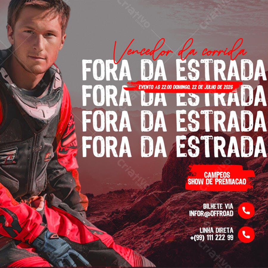 Post Instagram Corrida Off Road Fora da Estrada PSD Editável