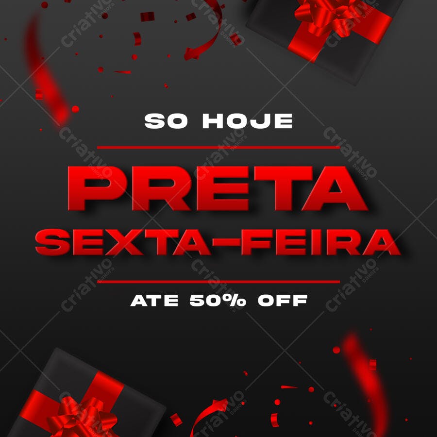 Post Instagram Black Friday Oferta 50% Off PSD Editável