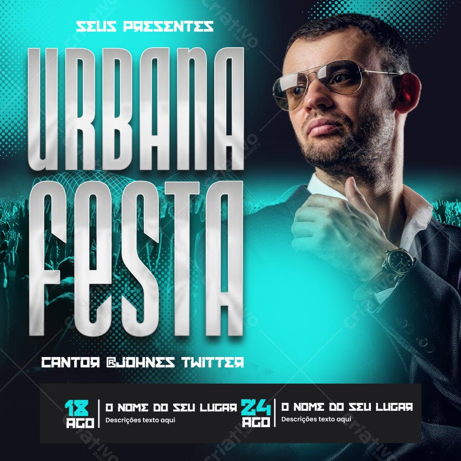 Flyer Urbano Festa Balada Noturna PSD Editável