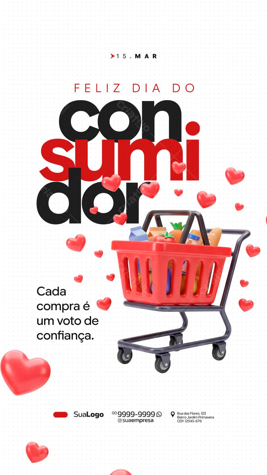 Story Dia do Consumidor Março Carrinho de Compras PSD Editável