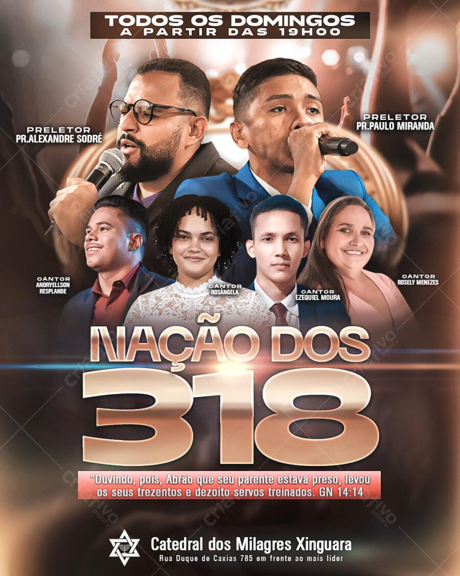 Flyer Evento Religioso Nação dos 318 PSD Editável