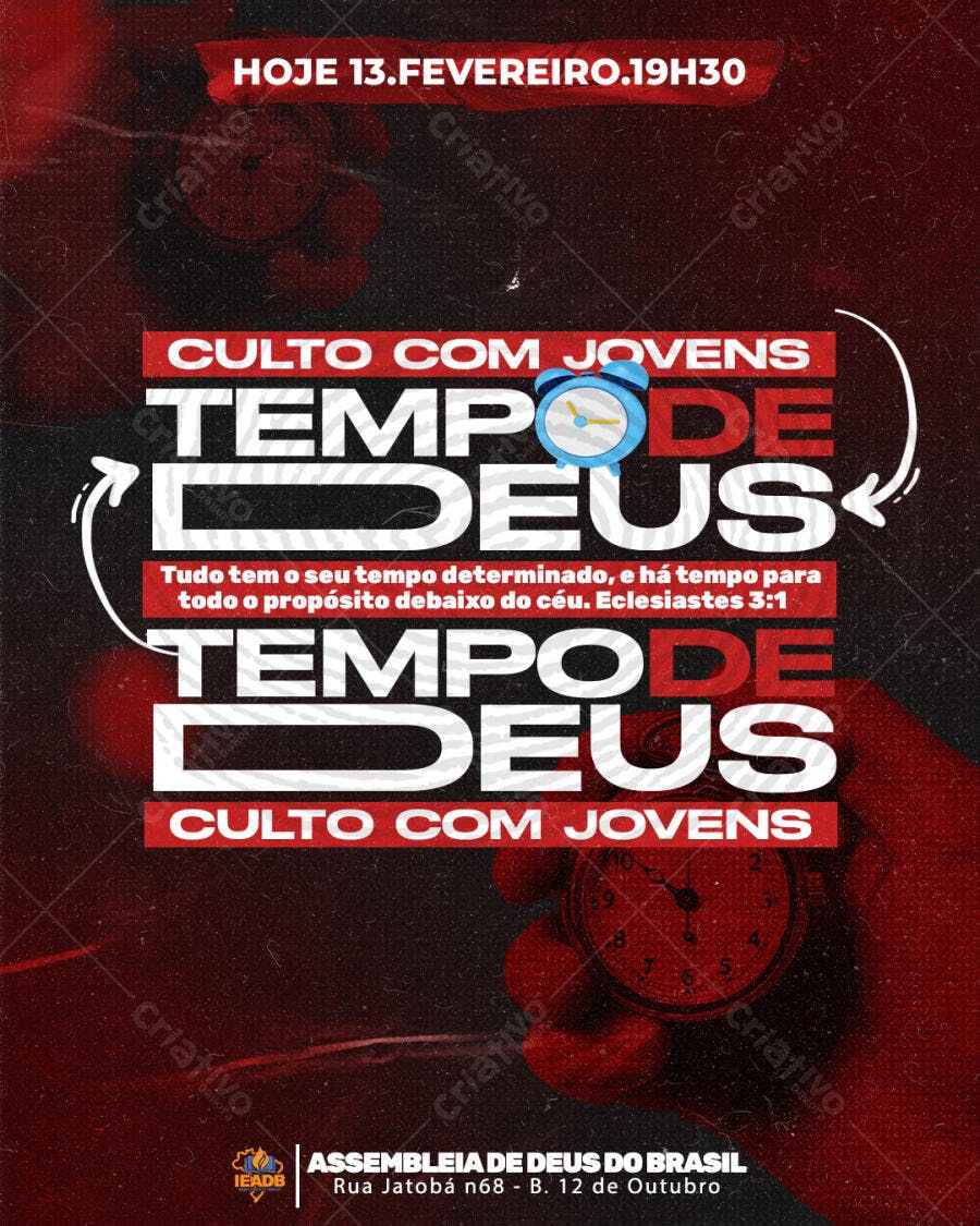 Flyer Culto com Jovens Igreja Cristã PSD Editável