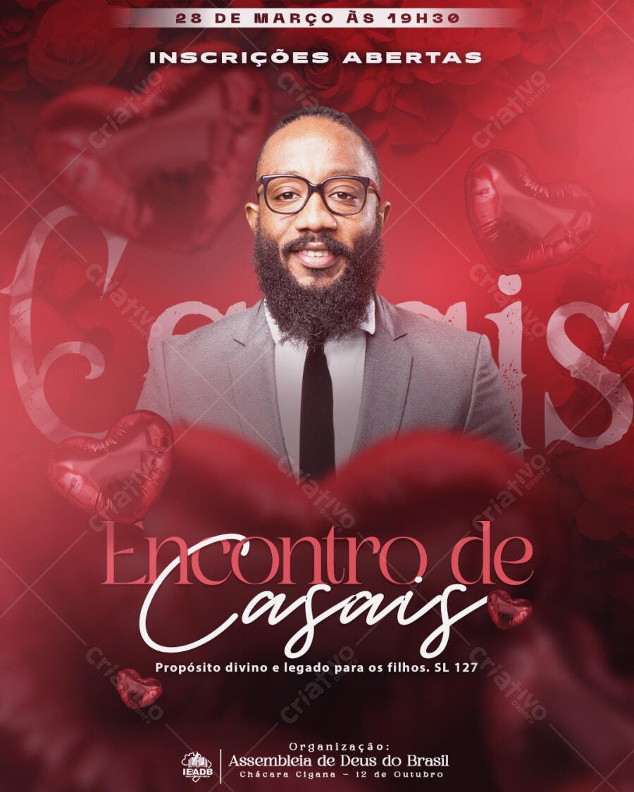 Flyer Encontro de Casais Igreja Março PSD Editável