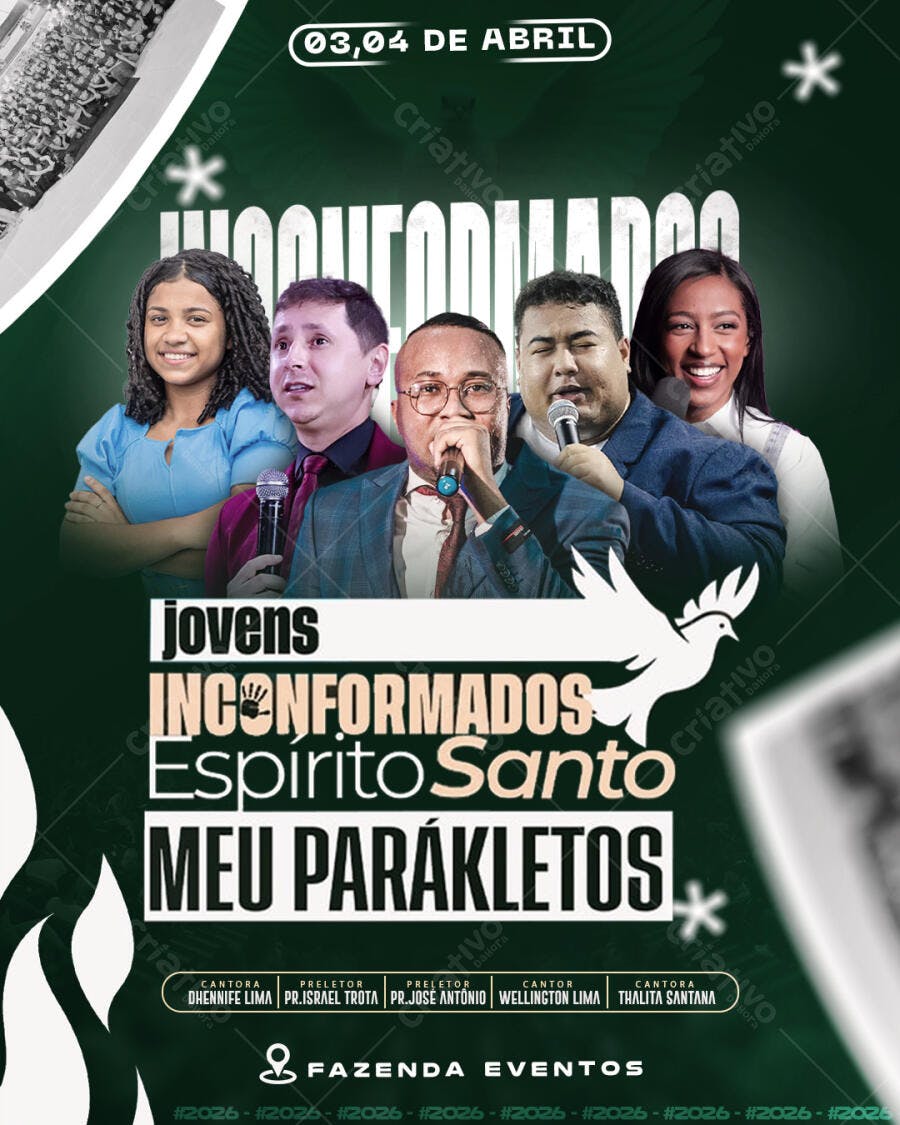 Flyer Evento Religioso Jovens Inconformados PSD Editável