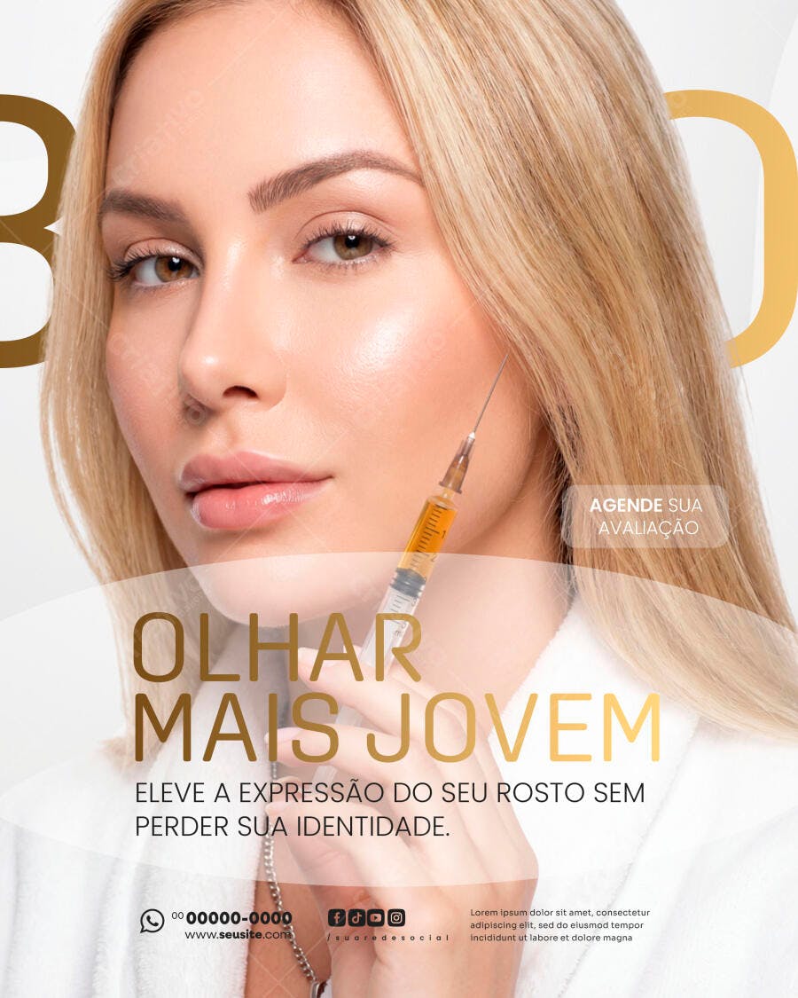 Post Instagram Estética Facial Olhar Jovem PSD Editável