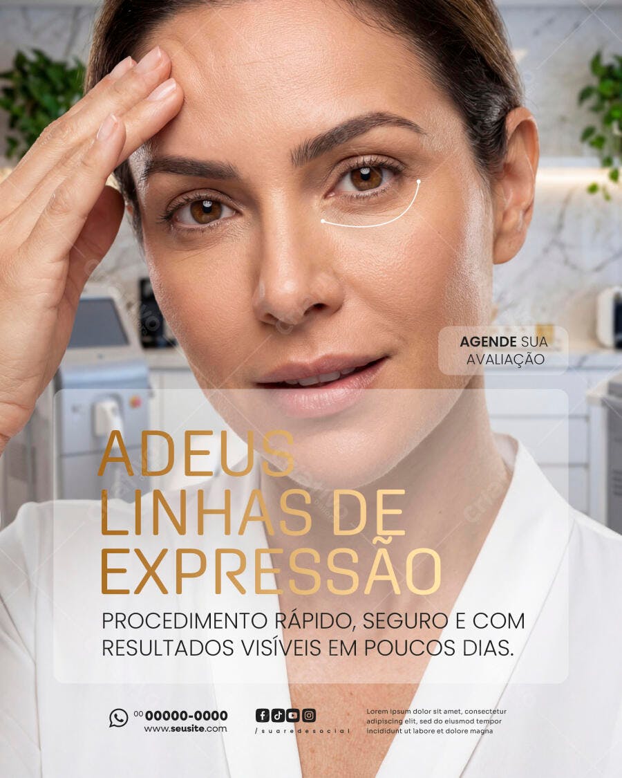 Flyer Estética Linhas de Expressão Clínica PSD Editável