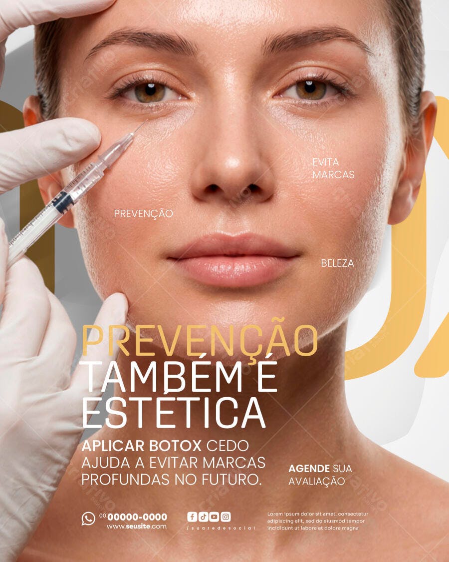 Flyer Clínica Estética Botox Prevenção PSD Editável