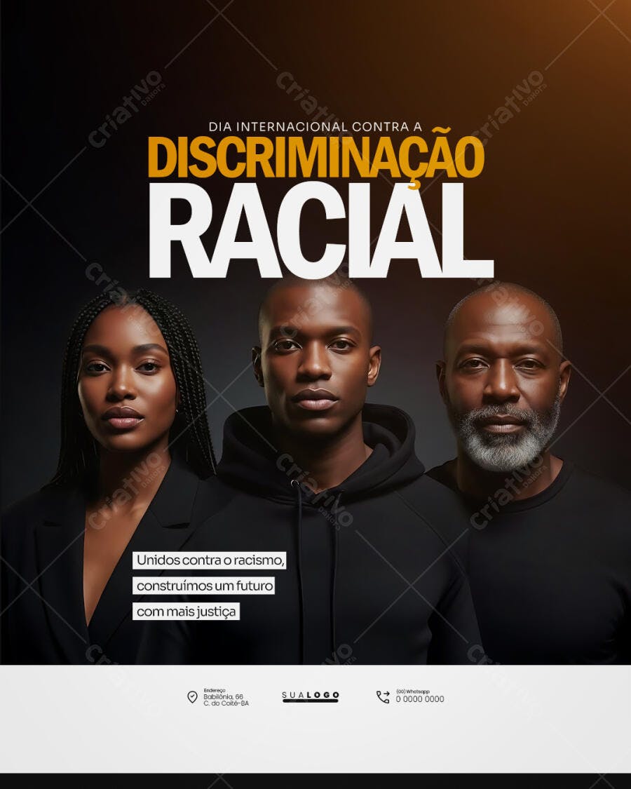 Post Instagram Dia da Discriminação Racial PSD Editável