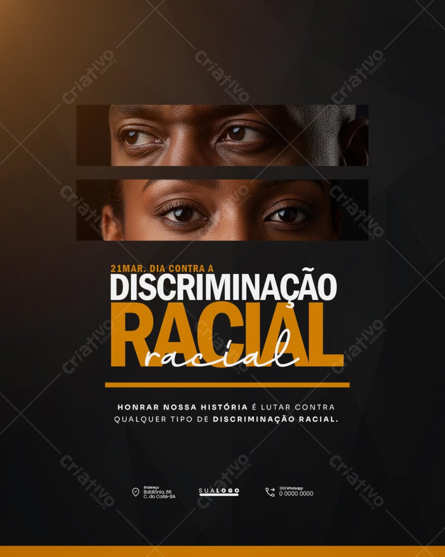 Post Instagram Dia Contra Discriminação Racial PSD Editável