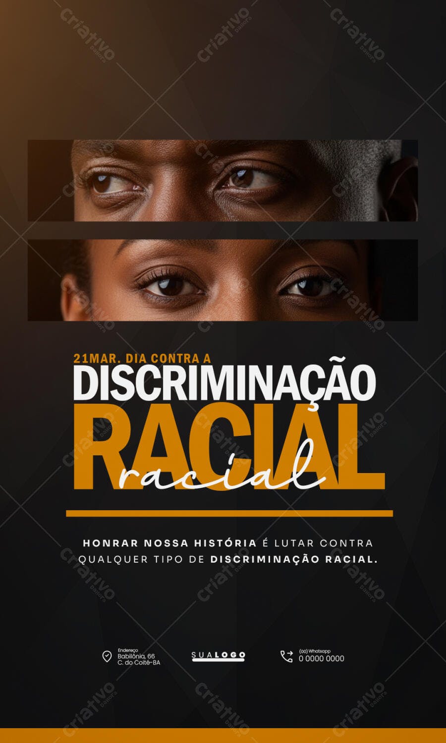 Post Instagram Dia Contra Discriminação Racial PSD Editável