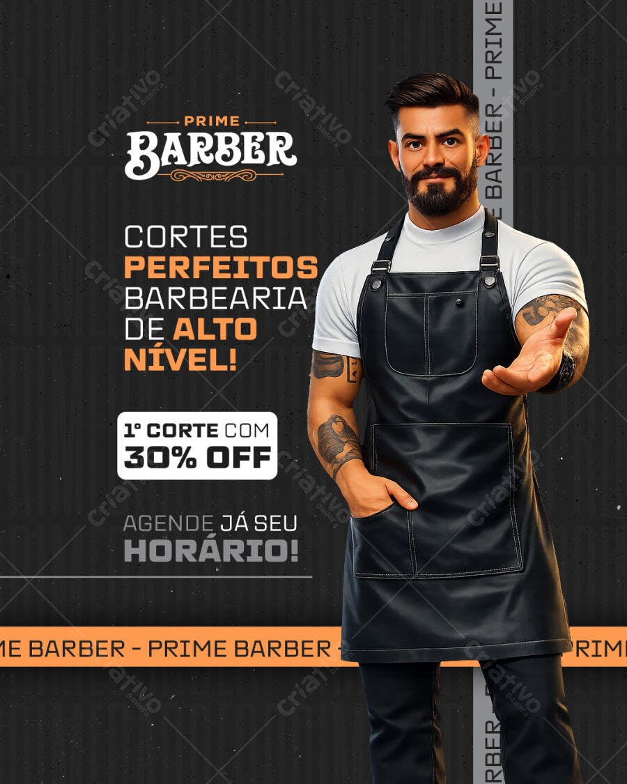Post Instagram Barbearia Masculina PSD Editável
