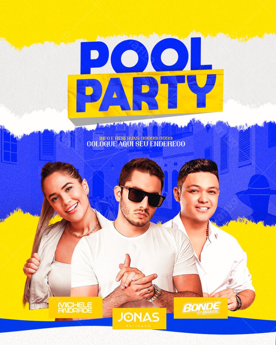 Flyer Pool Party Verão Evento PSD Editável