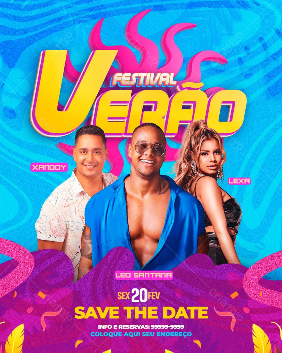 Flyer Festival Verão Fevereiro Evento PSD Editável