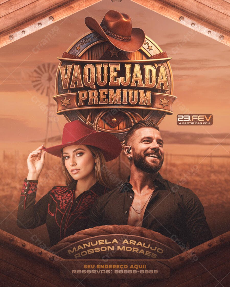 Flyer Vaquejada Premium Fevereiro PSD Editável