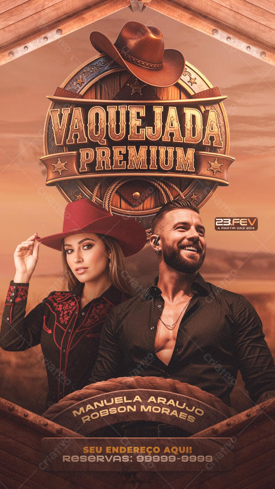 Flyer Vaquejada Premium Fevereiro PSD Editável