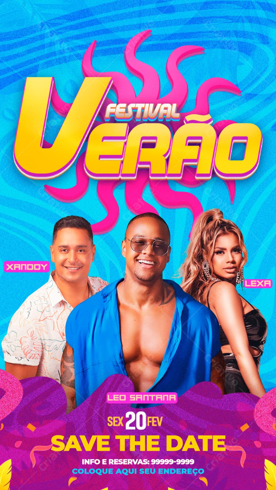 Flyer Festival Verão Fevereiro Evento PSD Editável