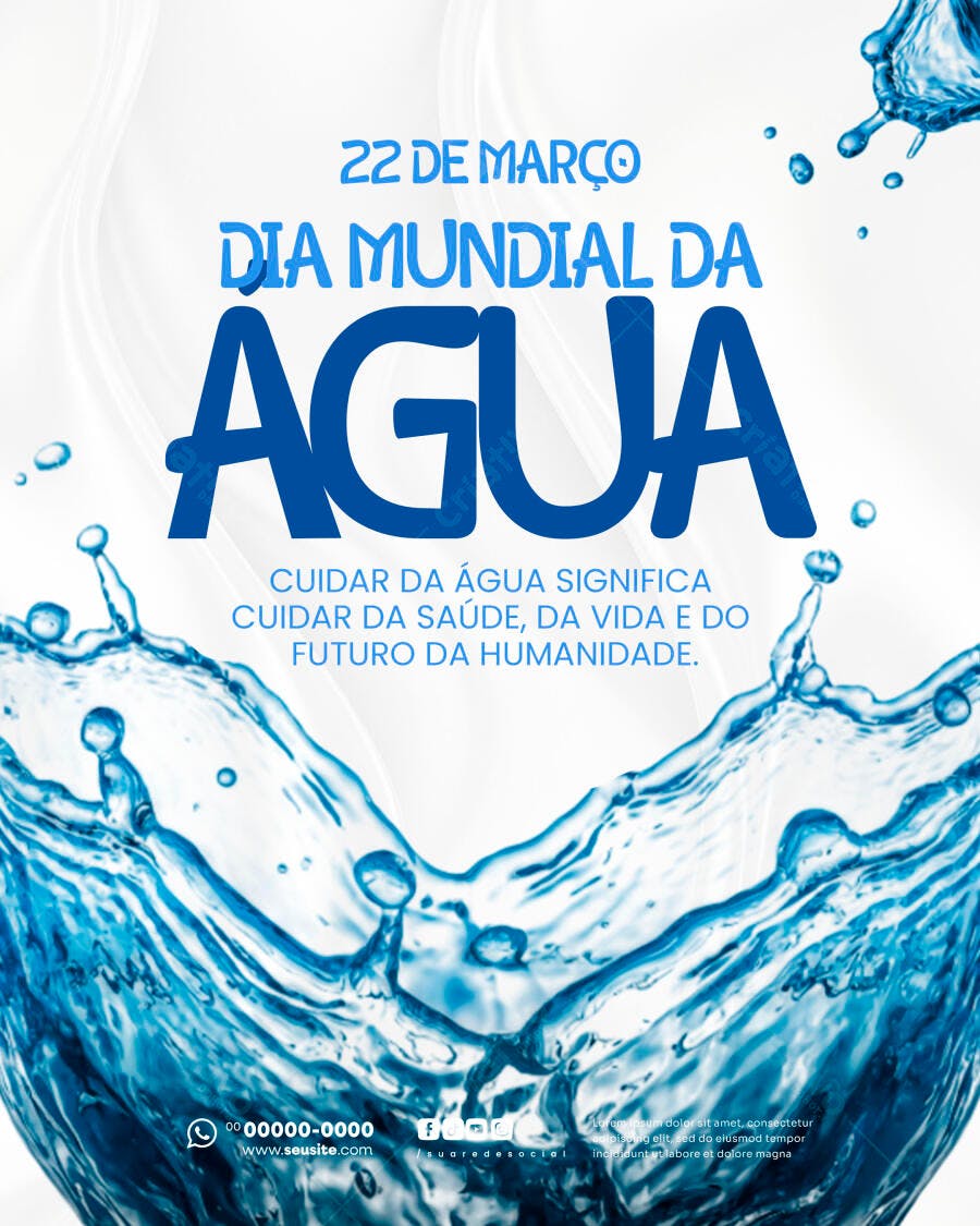 Post Instagram Dia Mundial da Água 22 de Março PSD Editável