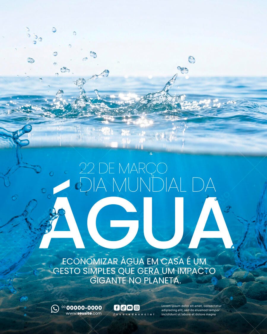 Post Dia Mundial da Água 22 de Março PSD Editável