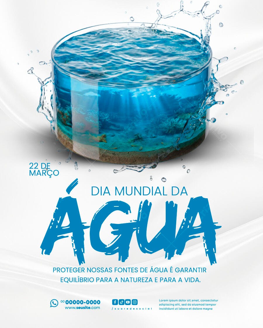 Post Dia Mundial da Água 22 de Março PSD Editável