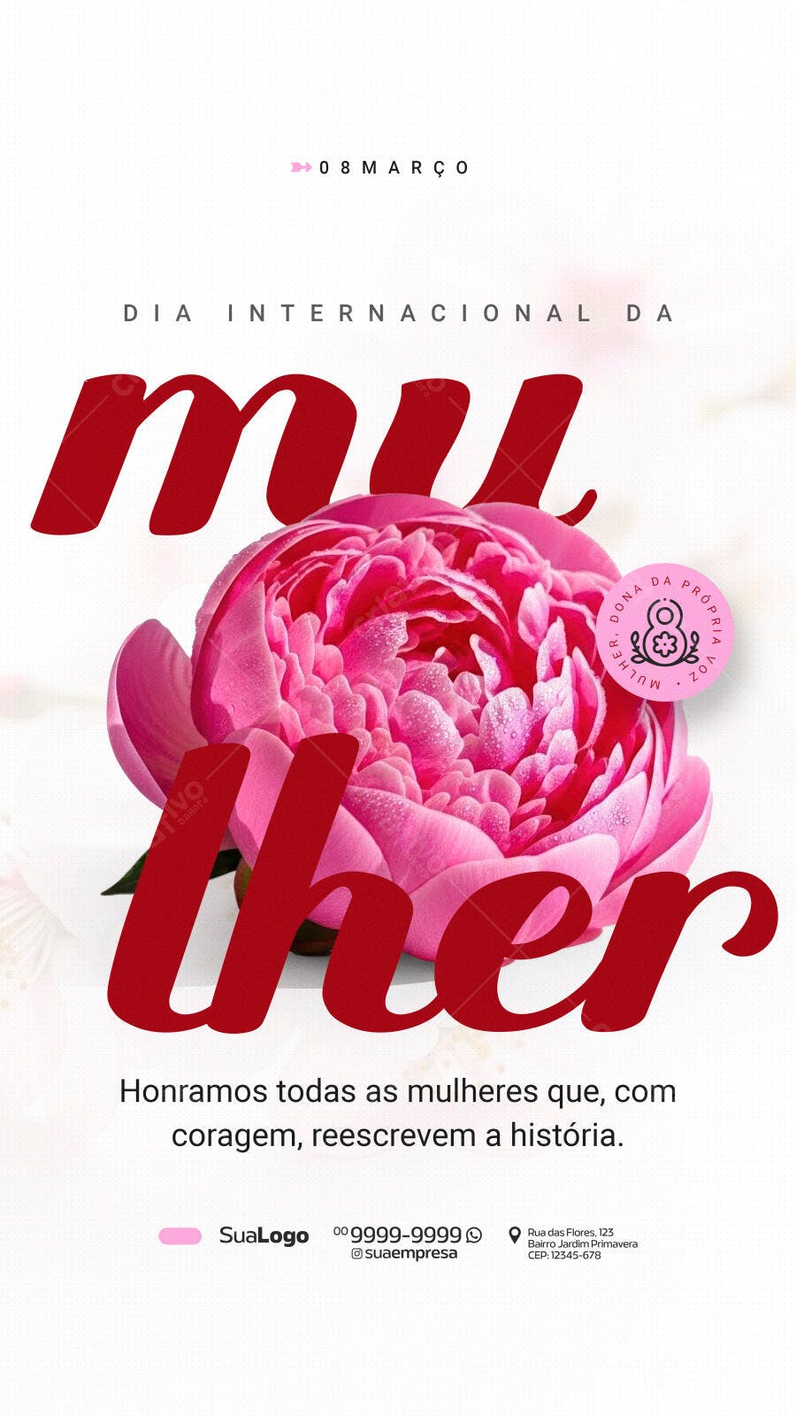 Story Dia Internacional da Mulher 8 de Março PSD Editável