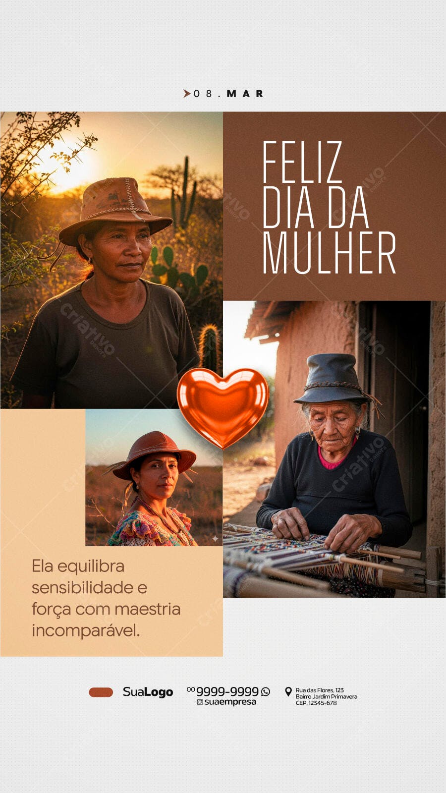 Story Instagram Dia Internacional da Mulher 8 de Março PSD Editável