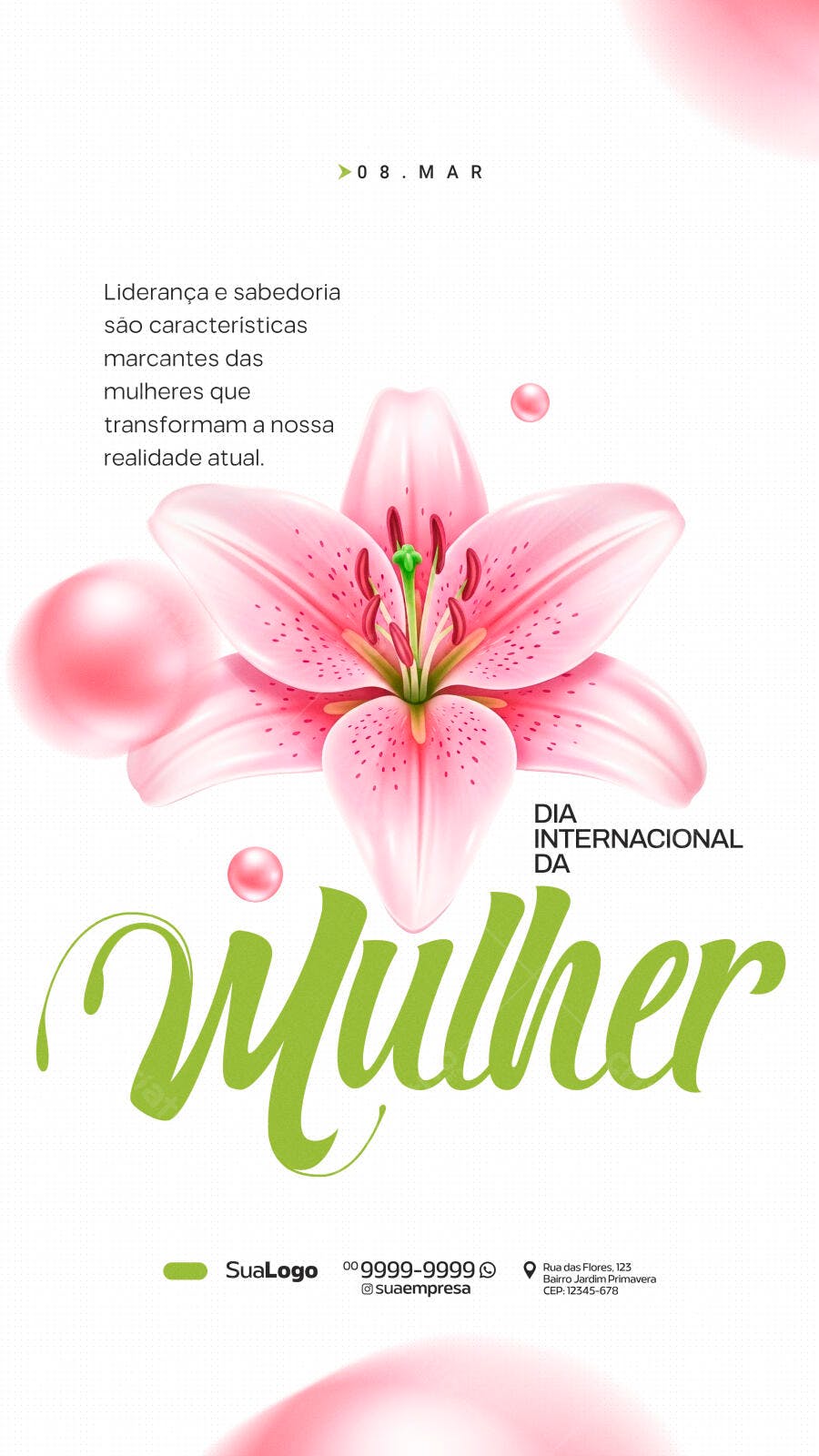 Post Instagram Dia Internacional da Mulher 8 de Março PSD Editável