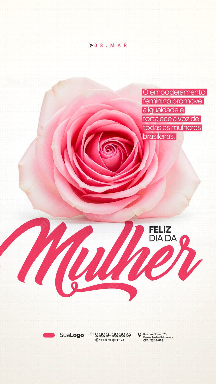 Story Dia da Mulher 8 de Março Rosa PSD Editável