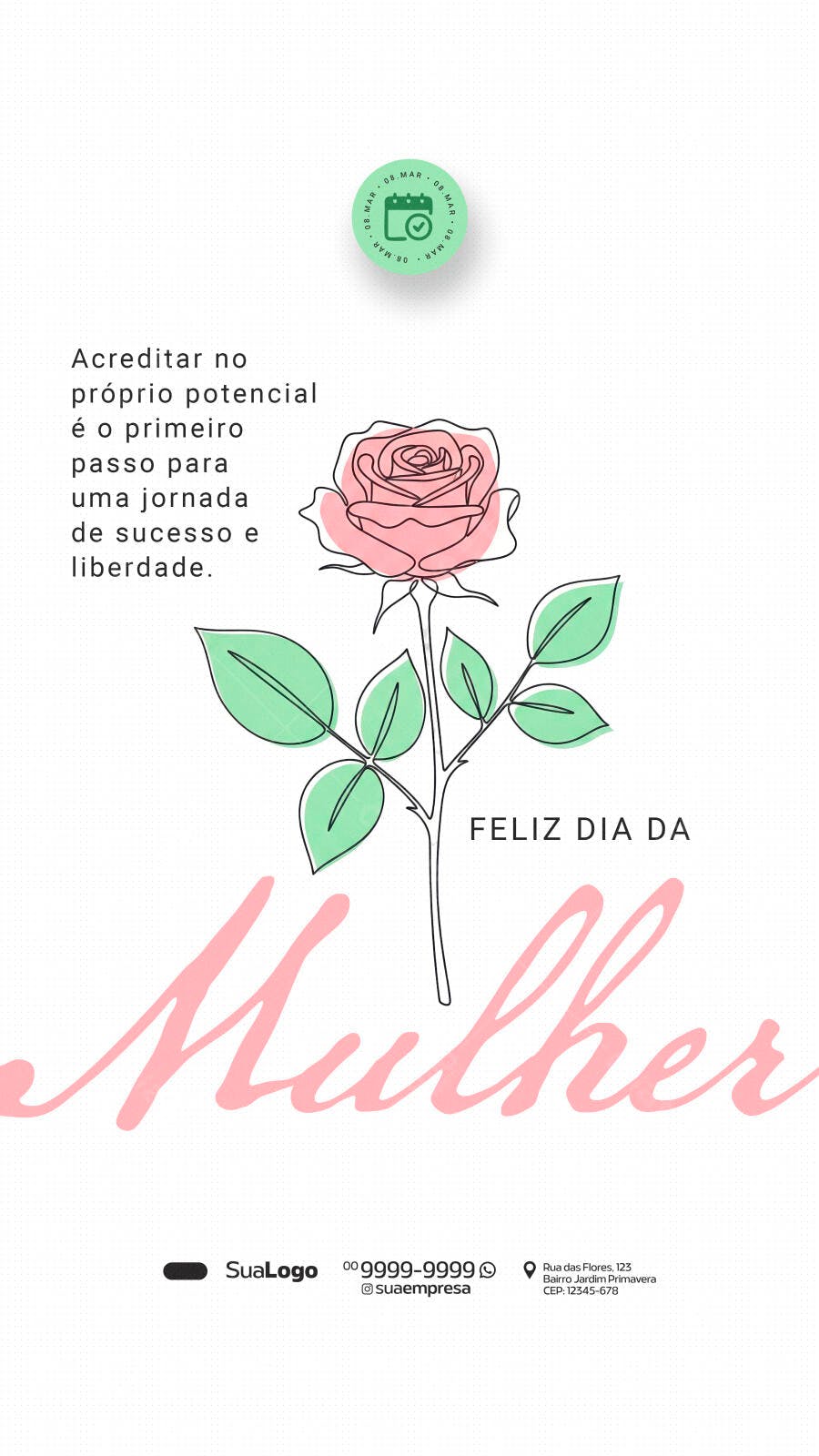 Story Dia da Mulher 8 de Março Rosa PSD Editável
