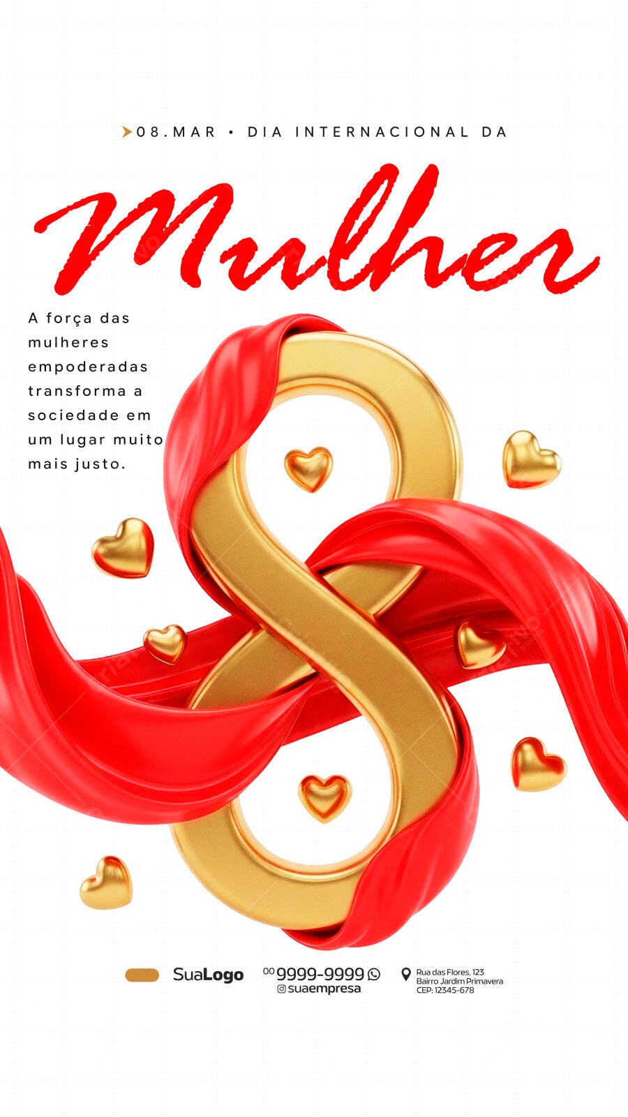 Story Dia Internacional da Mulher 8 de Março PSD Editável