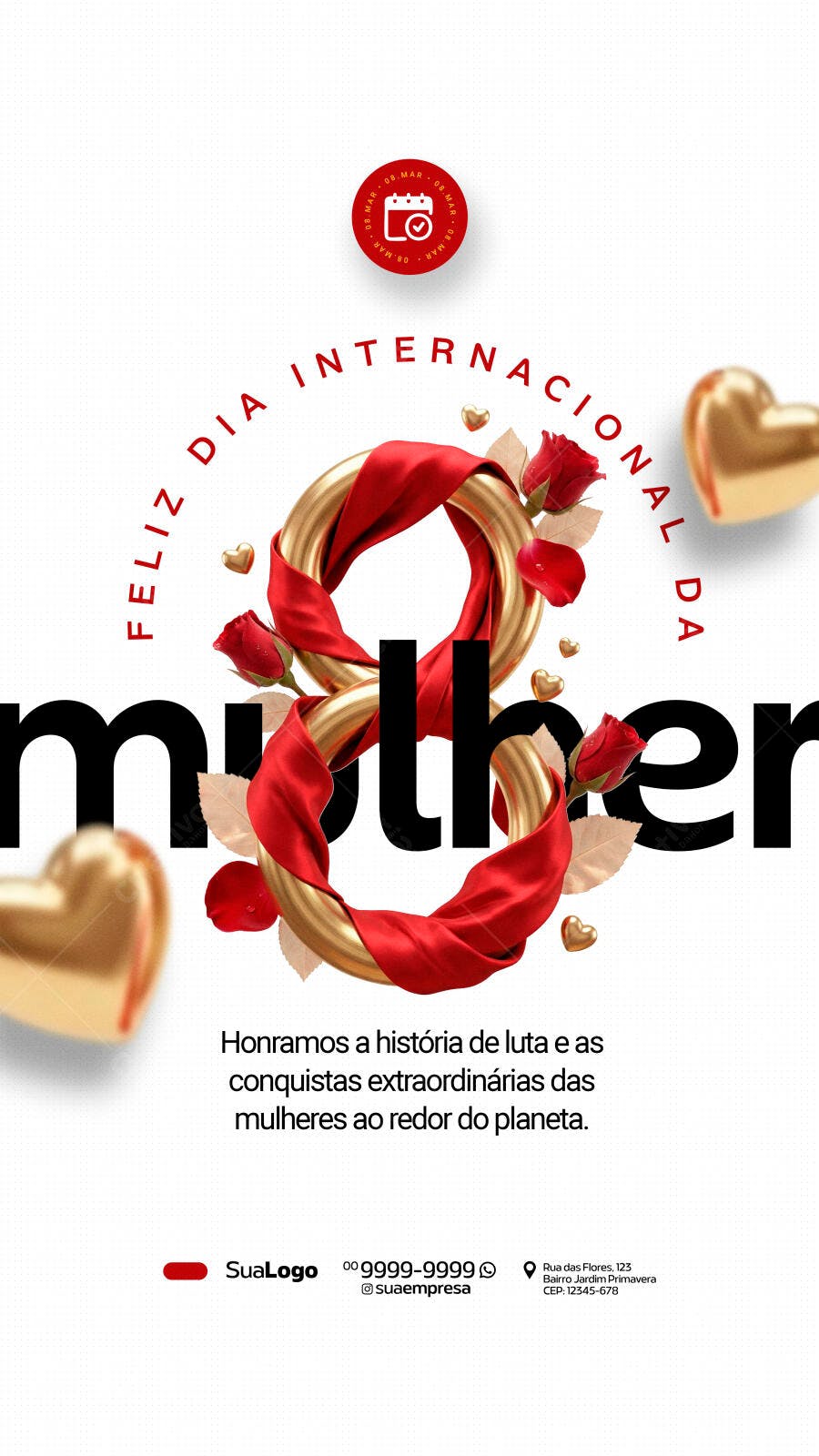 Post Instagram Dia Internacional da Mulher 8 de Março PSD Editável