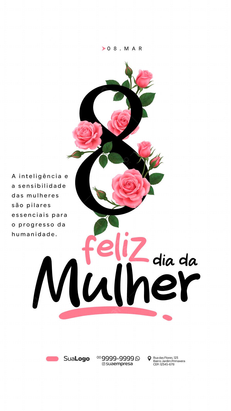 Story Dia Internacional da Mulher 8 de Março PSD Editável