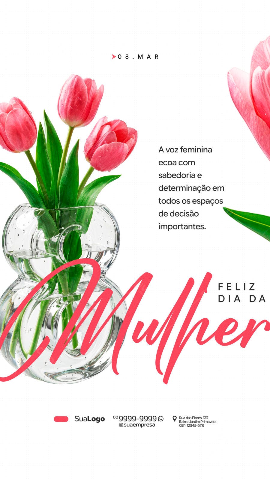 Post Instagram Dia da Mulher 8 de Março PSD Editável