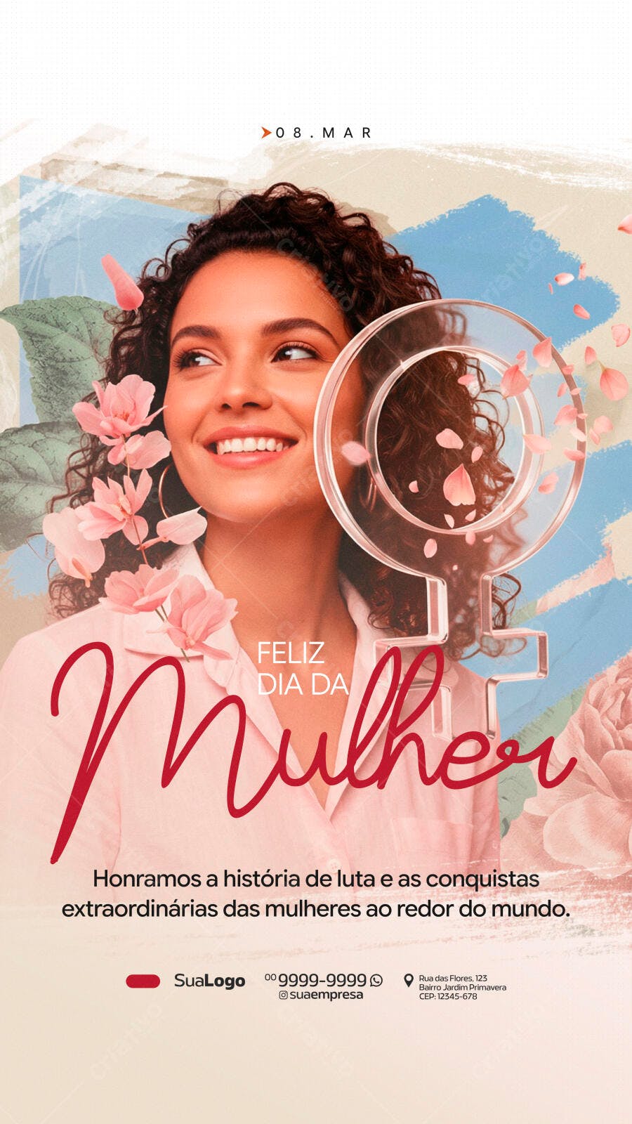Story Instagram Dia Internacional da Mulher 8 de Março PSD Editável
