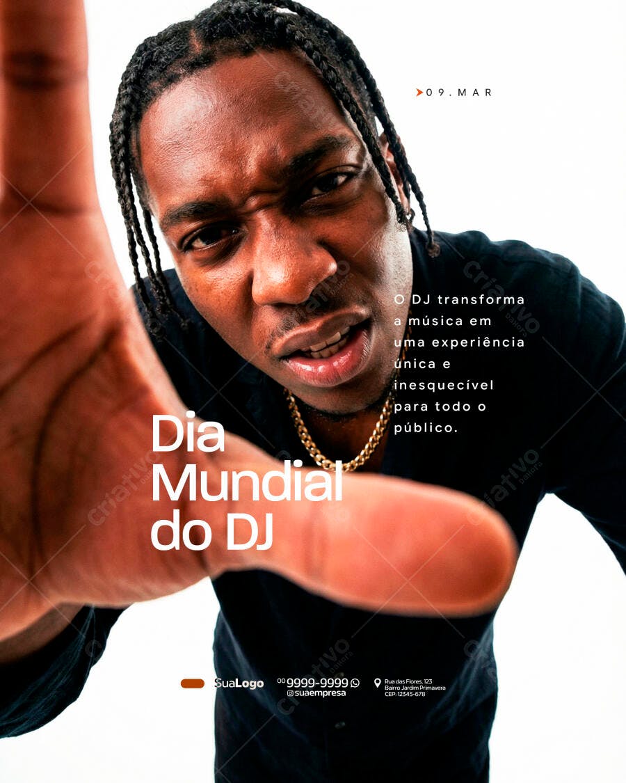 Post Dia Mundial do DJ 9 de Março PSD Editável