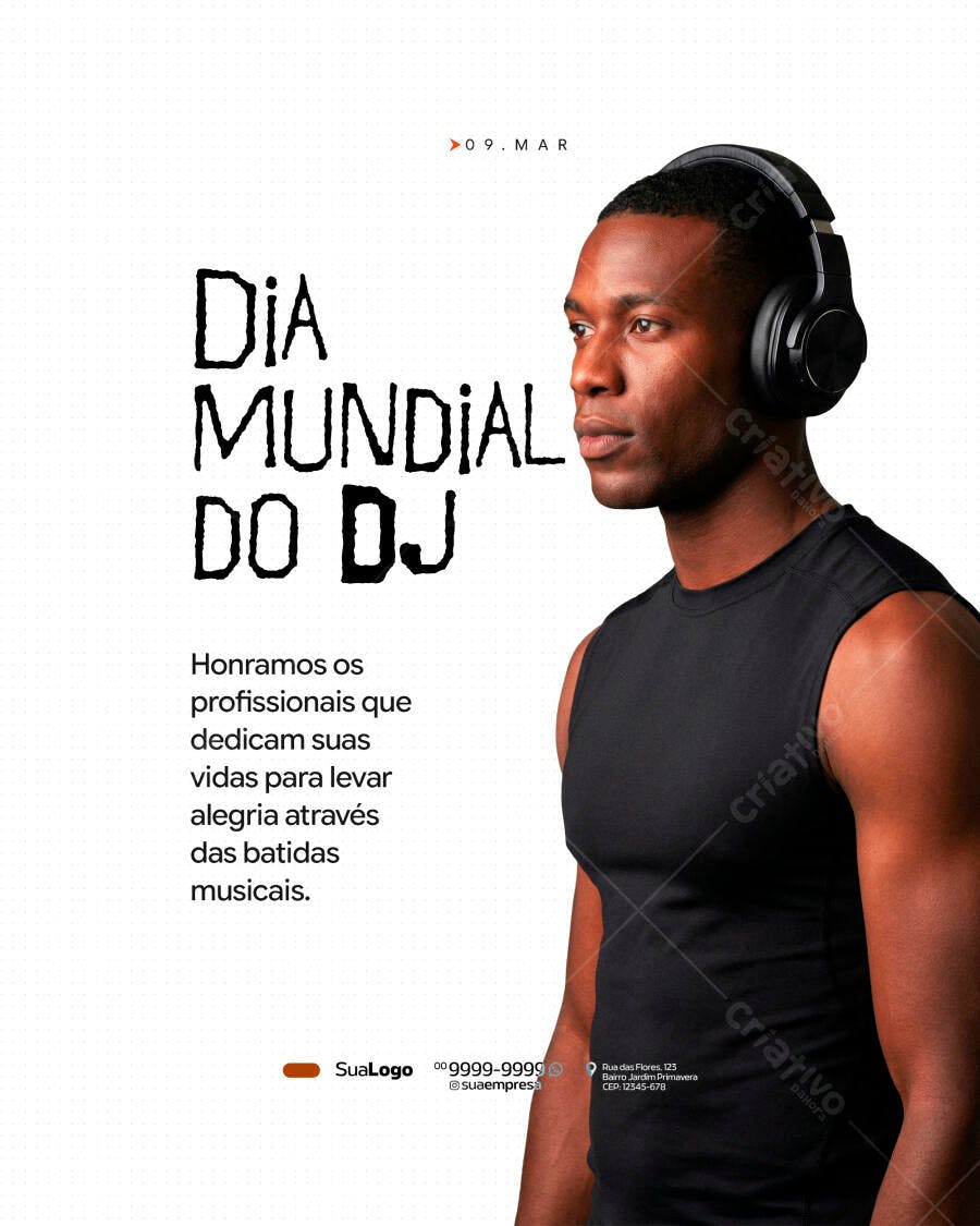 Post Instagram Dia Mundial do DJ PSD Editável