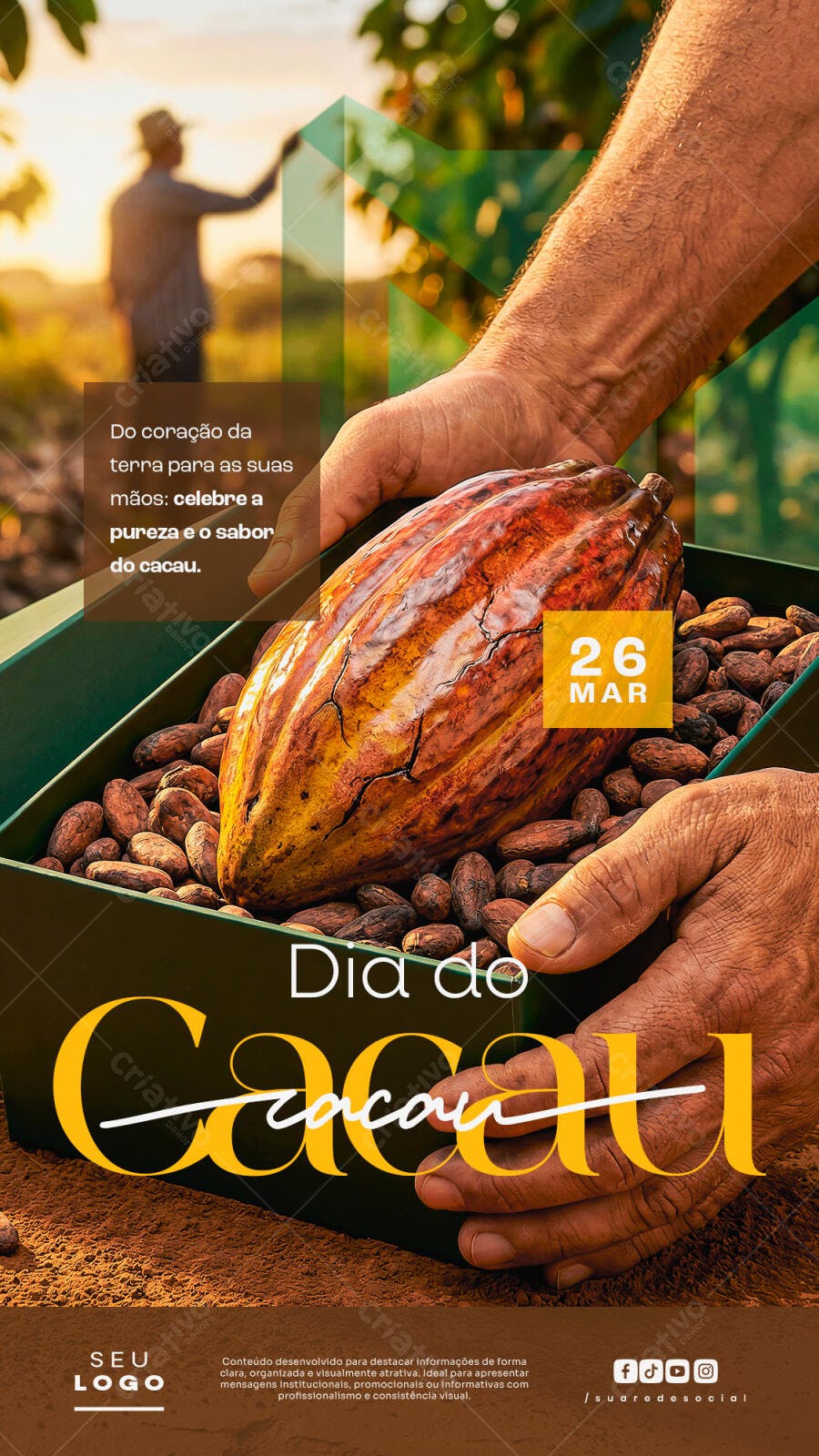 Story Instagram Dia do Cacau 26 de Março PSD Editável