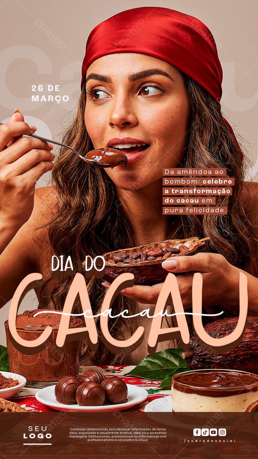 Story Instagram Dia do Cacau Confeitaria PSD Editável