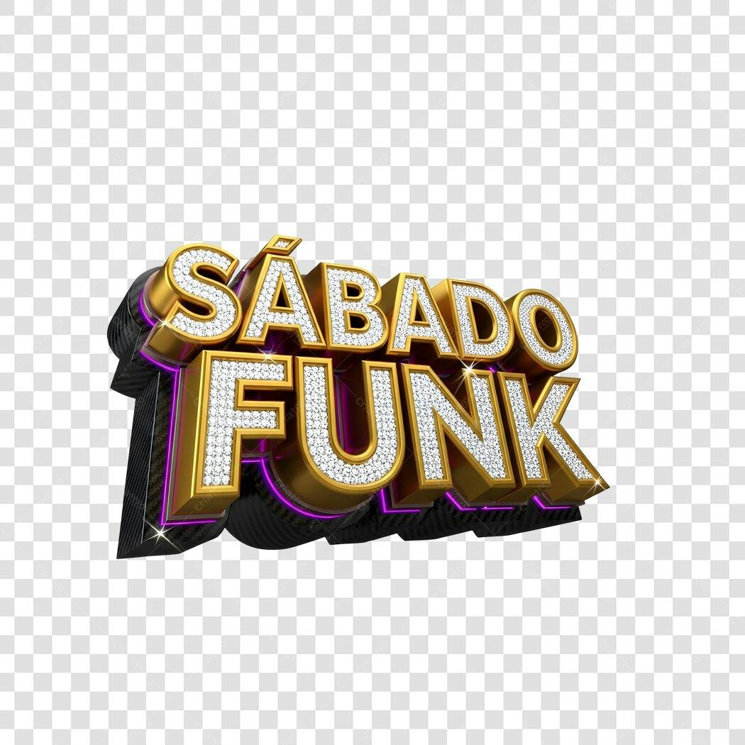 Elemento 3D Sábado Funk Letras Douradas PNG Fundo Transparente