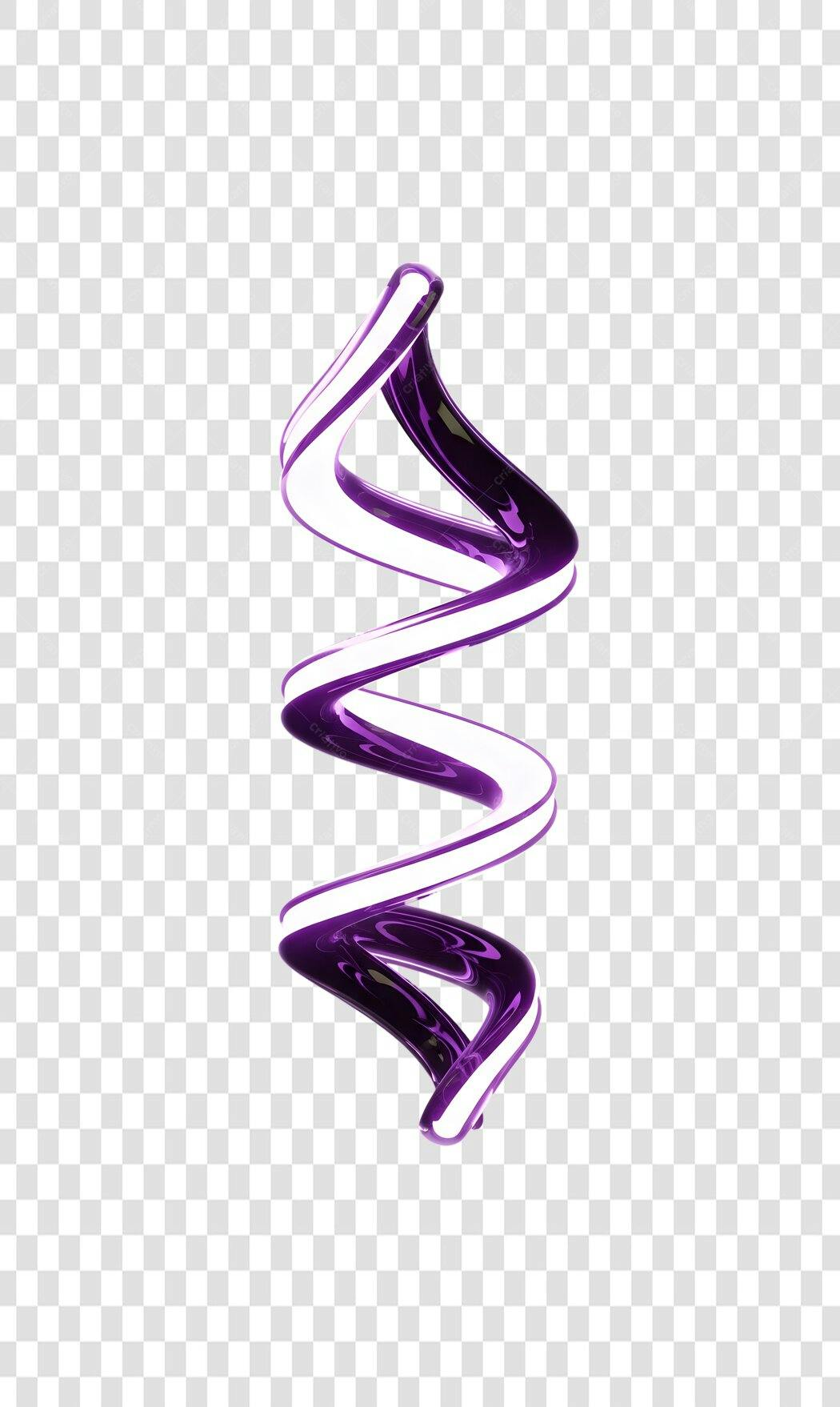 Elemento 3D Espiral Abstrata Roxa Brilhante PNG Fundo Transparente