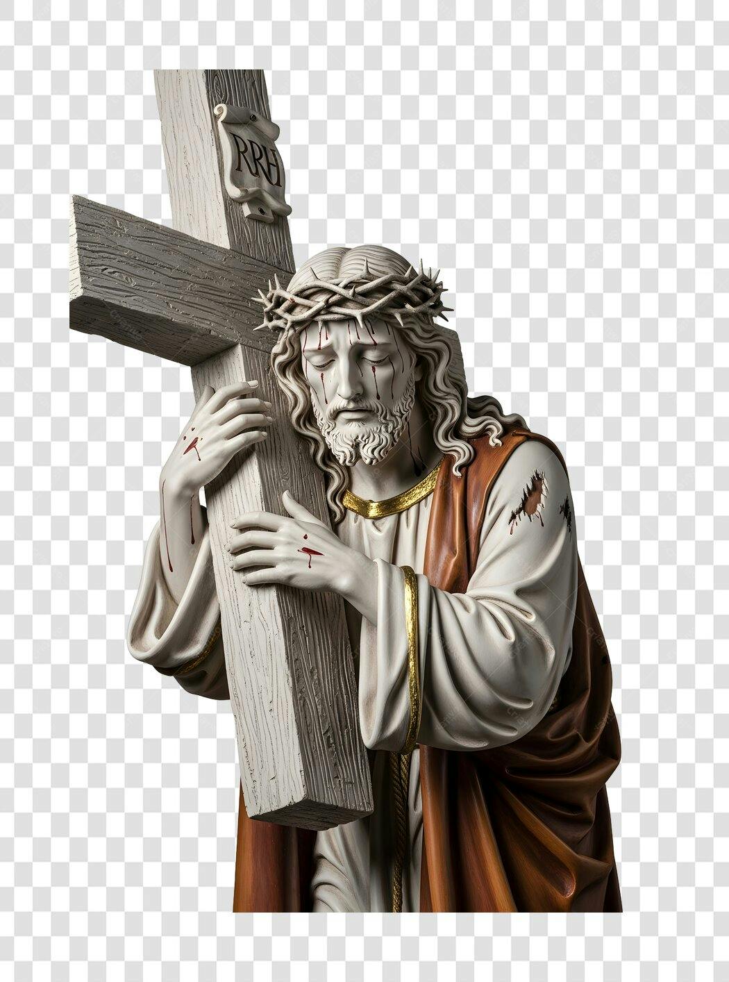 Elemento 3D Jesus Cristo Cruz Páscoa PNG Fundo Transparente