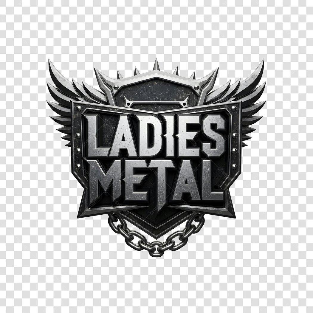 Logo Ladies Metal Estilo Rock Pesado PNG Fundo Transparente
