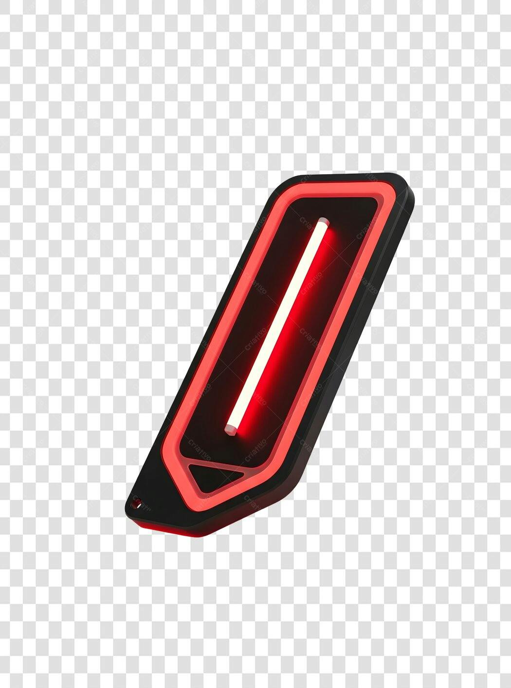 Elemento 3D Lápis Neon Vermelho Digital PNG Fundo Transparente