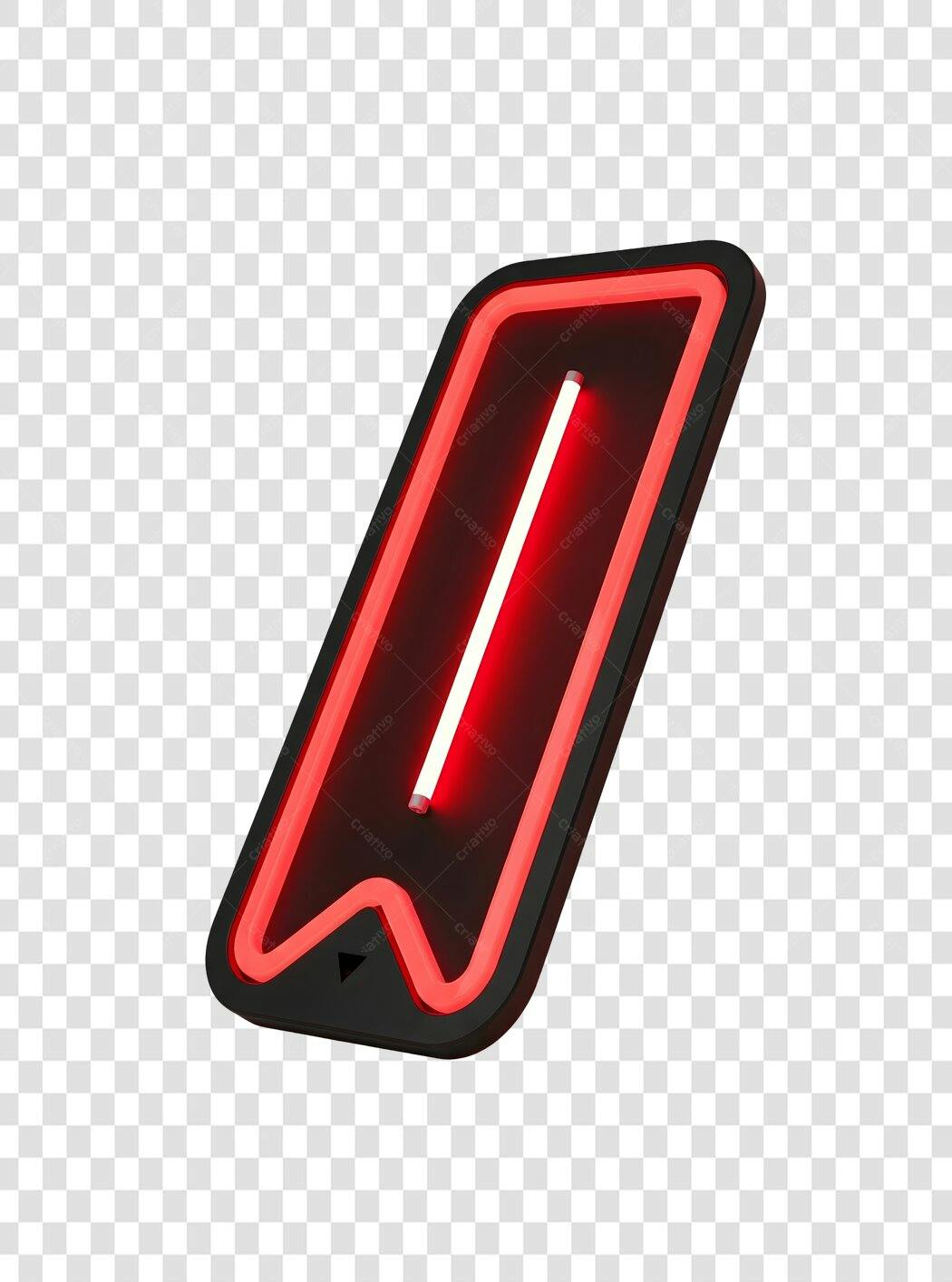 Elemento 3D Smartphone Neon Vermelho PNG Fundo Transparente