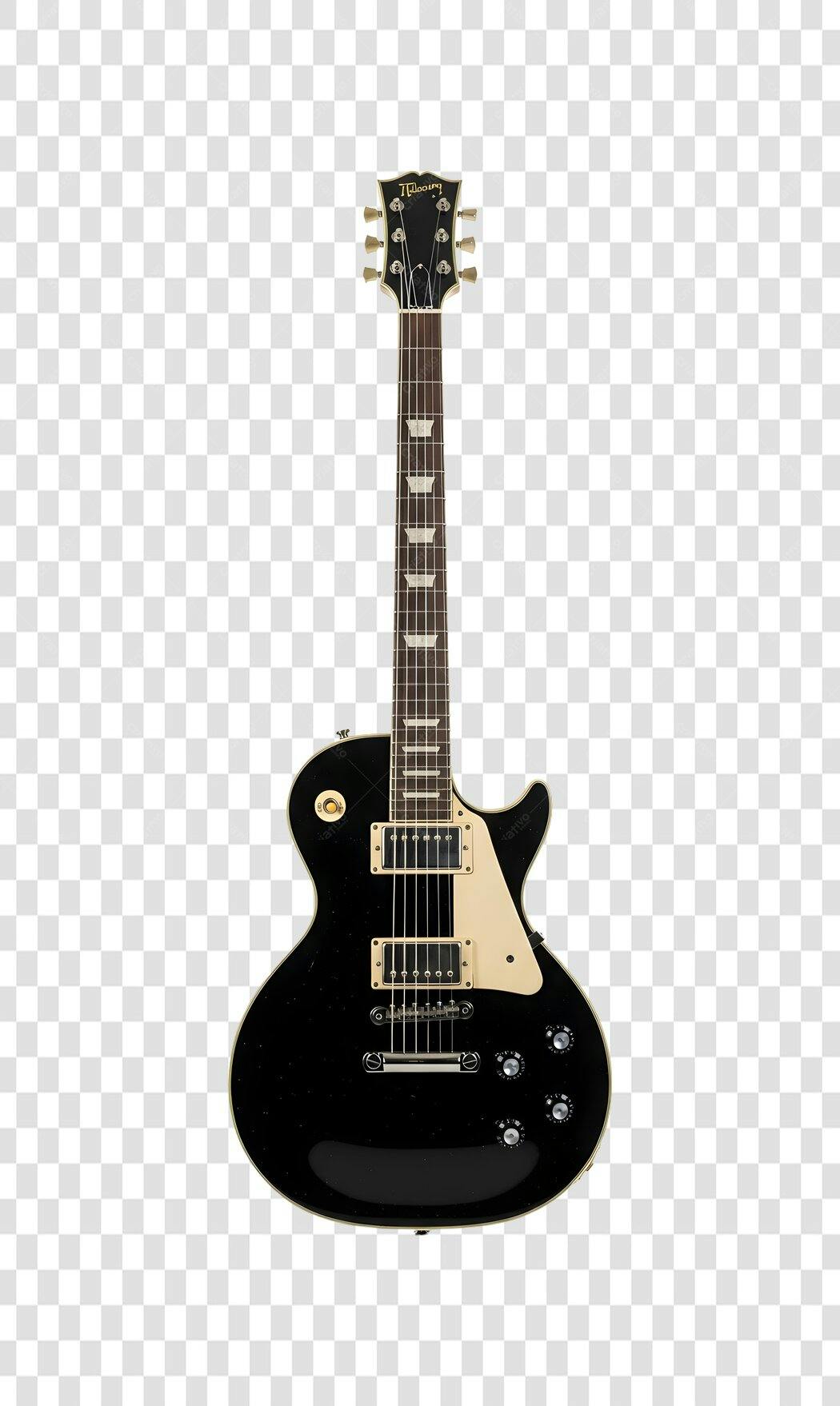 Foto Recortada Guitarra Elétrica Preta PNG Fundo Transparente