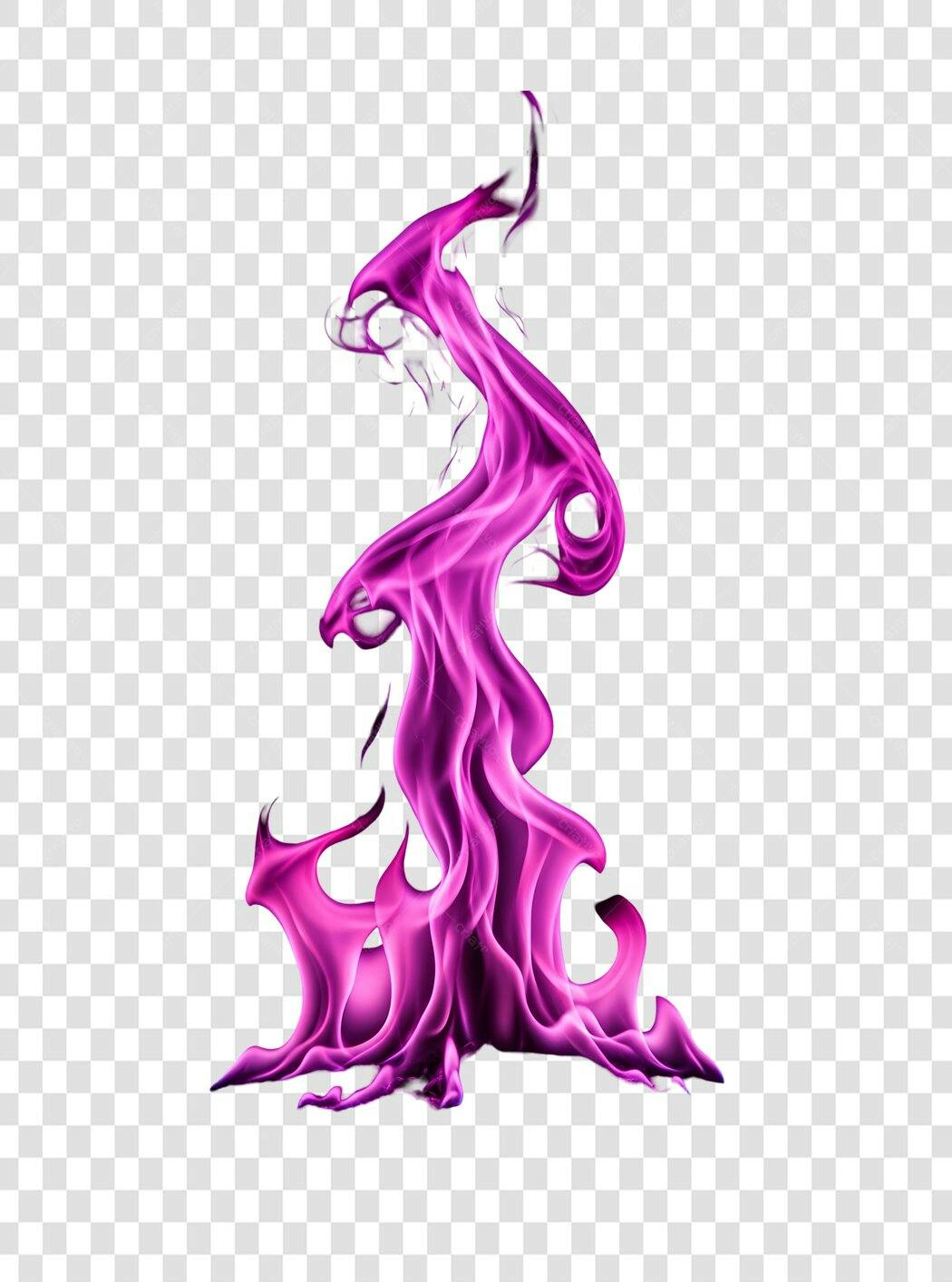 Elemento Decorativo Fogo Roxo Chama Mística PNG Fundo Transparente