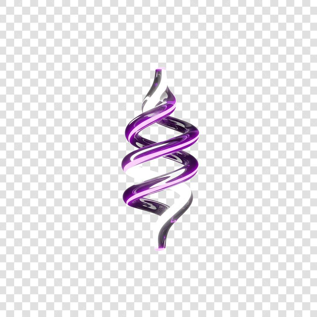 Elemento 3D Espiral Roxa Brilhante Decoração PNG Fundo Transparente