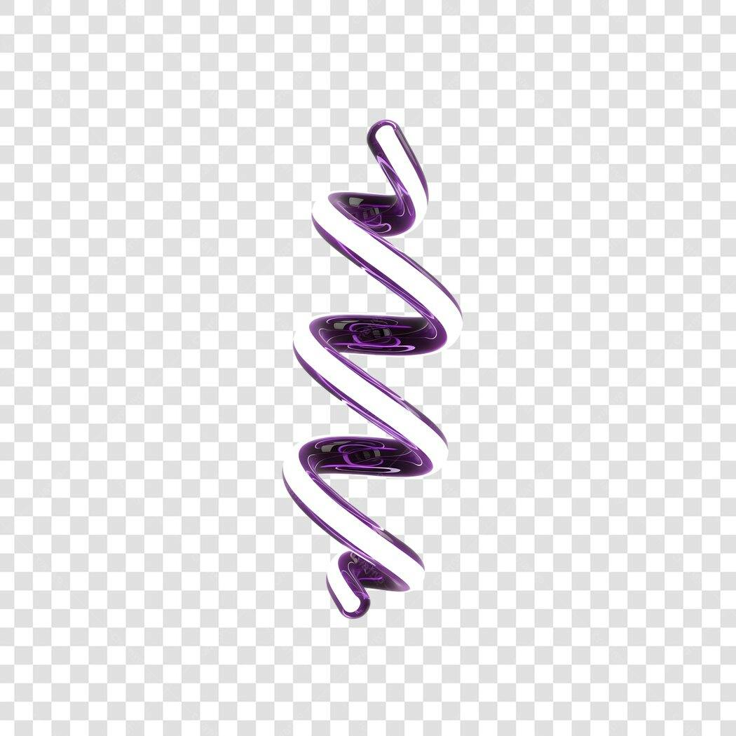 Elemento 3D Espiral Roxa Brilhante Decoração PNG Fundo Transparente